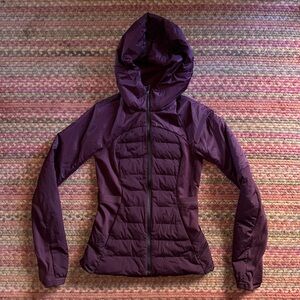 LULULEMON MAROON GOOSE DOWN RUNNING JACKET WARM ATHLETIC WINTER hooded